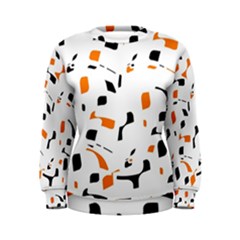 Orange, White And Black Pattern Women s Sweatshirt by Valentinaart