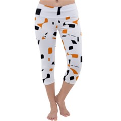 Orange, White And Black Pattern Capri Yoga Leggings by Valentinaart