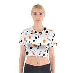 Orange, White And Black Pattern Cotton Crop Top by Valentinaart