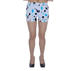Blue, Black And White Pattern Skinny Shorts by Valentinaart