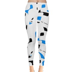 Blue, Black And White Pattern Leggings  by Valentinaart