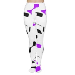 Purple, Black And White Pattern Women s Tights by Valentinaart