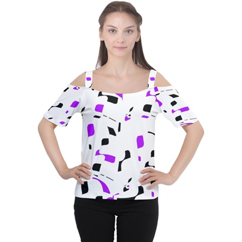 Purple, Black And White Pattern Women s Cutout Shoulder Tee by Valentinaart