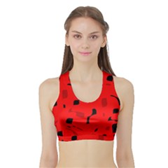 Red And Black Pattern Sports Bra With Border