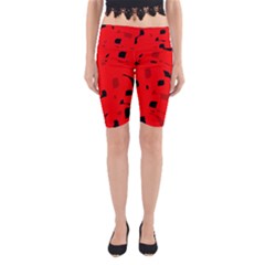Red And Black Pattern Yoga Cropped Leggings by Valentinaart