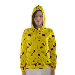 Yellow And Purple Pattern Hooded Wind Breaker (women) by Valentinaart