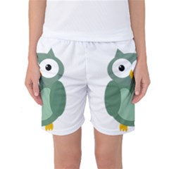 Green Cute Transparent Owl Women s Basketball Shorts by Valentinaart