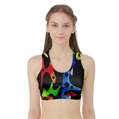 Colorful Abstract Pattern Sports Bra With Border