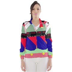 Abstract Train Wind Breaker (women) by Valentinaart