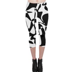 Black And White Elegant Pattern Capri Leggings  by Valentinaart