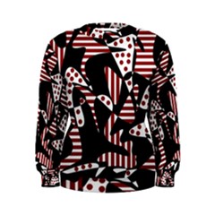 Red, Black And White Abstraction Women s Sweatshirt by Valentinaart