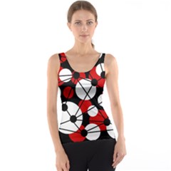 Red, Black And White Pattern Tank Top by Valentinaart