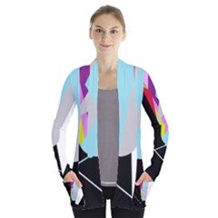 Colorful Abstraction Women s Open Front Pockets Cardigan(p194) by Valentinaart