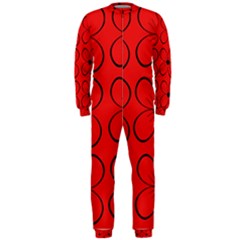 Red Floral Pattern Onepiece Jumpsuit (men)  by Valentinaart