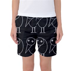 Black And White Birds Women s Basketball Shorts by Valentinaart
