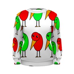 Green And Red Birds Women s Sweatshirt by Valentinaart