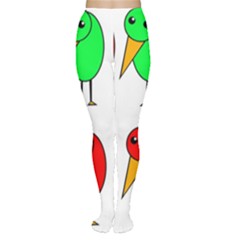 Green And Red Birds Women s Tights by Valentinaart