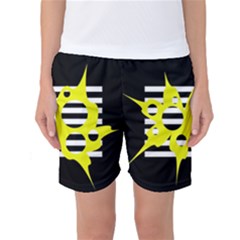 Yellow Abstraction Women s Basketball Shorts by Valentinaart