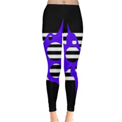 Blue Abstract Design Leggings  by Valentinaart