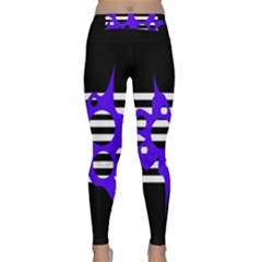 Blue Abstract Design Yoga Leggings  by Valentinaart