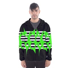 Green Abstract Design Hooded Wind Breaker (men) by Valentinaart