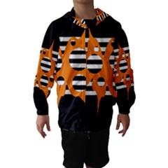 Orange Abstract Design Hooded Wind Breaker (kids) by Valentinaart
