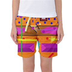 Orange Abstraction Women s Basketball Shorts by Valentinaart