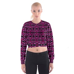 Dots Pattern Pink Women s Cropped Sweatshirt by BrightVibesDesign