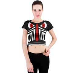 African Red Mask Crew Neck Crop Top by Valentinaart