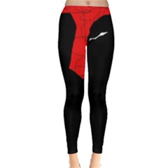 Red And Black Abstract Design Leggings  by Valentinaart