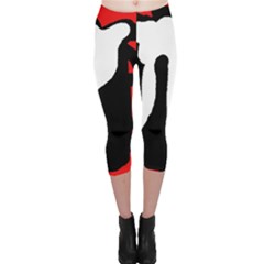 Red, Black And White Capri Leggings  by Valentinaart