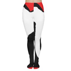 Red, Black And White Women s Tights by Valentinaart