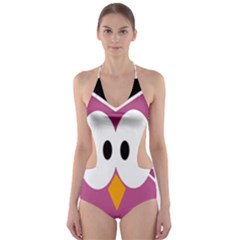 Pink Owl Cut-out One Piece Swimsuit by Valentinaart