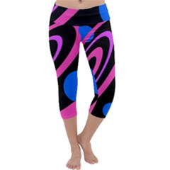 Pink And Blue Twist Capri Yoga Leggings by Valentinaart