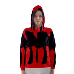 Red And Black Abstraction Hooded Wind Breaker (women) by Valentinaart