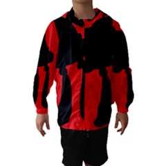 Red And Black Abstraction Hooded Wind Breaker (kids) by Valentinaart
