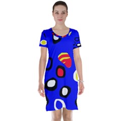 Blue Pattern Abstraction Short Sleeve Nightdress by Valentinaart