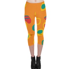 Orange Abstraction Capri Leggings  by Valentinaart