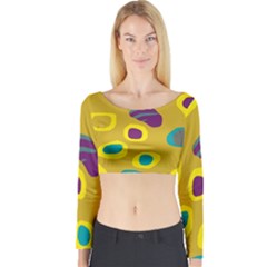 Yellow Abstraction Long Sleeve Crop Top by Valentinaart