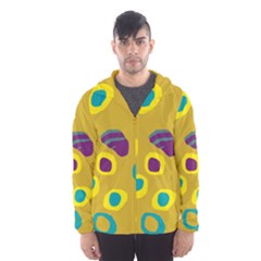 Yellow Abstraction Hooded Wind Breaker (men) by Valentinaart