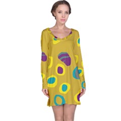 Yellow Abstraction Long Sleeve Nightdress by Valentinaart