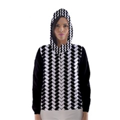 Black And White Herringbone Hooded Wind Breaker (women) by tjustleft