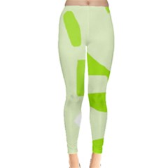 Green Abstract Design Leggings  by Valentinaart