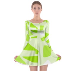Green Abstract Design Long Sleeve Skater Dress by Valentinaart