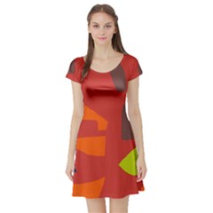 Red Abstraction Short Sleeve Skater Dress by Valentinaart