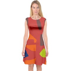 Red Abstraction Capsleeve Midi Dress by Valentinaart