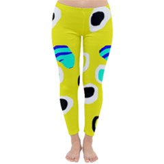 Yellow Abstract Pattern Winter Leggings  by Valentinaart