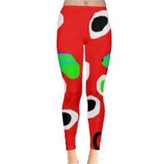Red Abstract Pattern Leggings  by Valentinaart