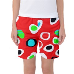 Red Abstract Pattern Women s Basketball Shorts by Valentinaart