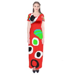 Red Abstract Pattern Short Sleeve Maxi Dress by Valentinaart